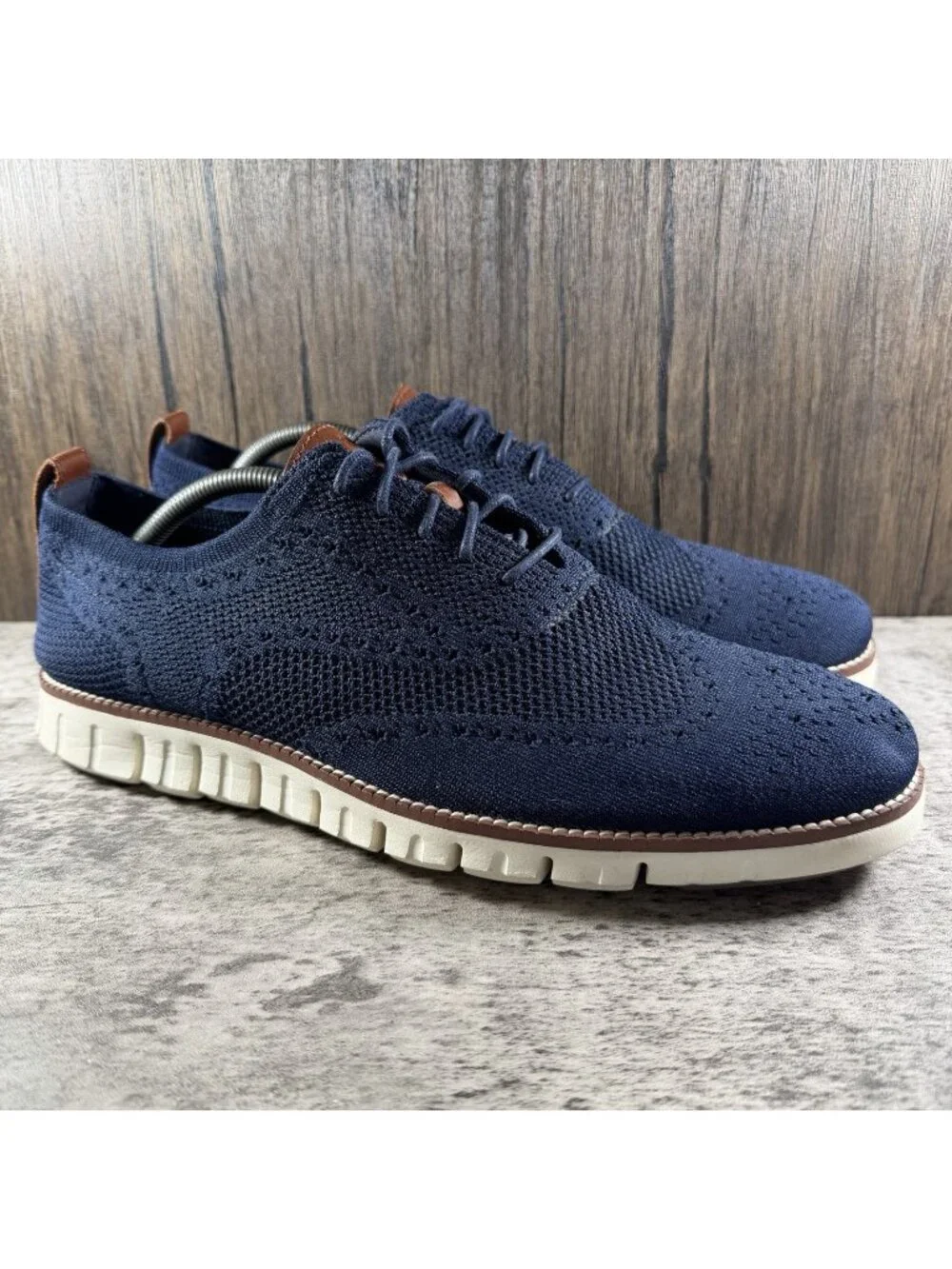 Cole Haan Zerogrand Navy Blue Wingtip Oxford Shoes C24947 Men's Size 11.5